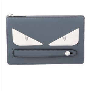 Grey leather Fendi Monster clutch